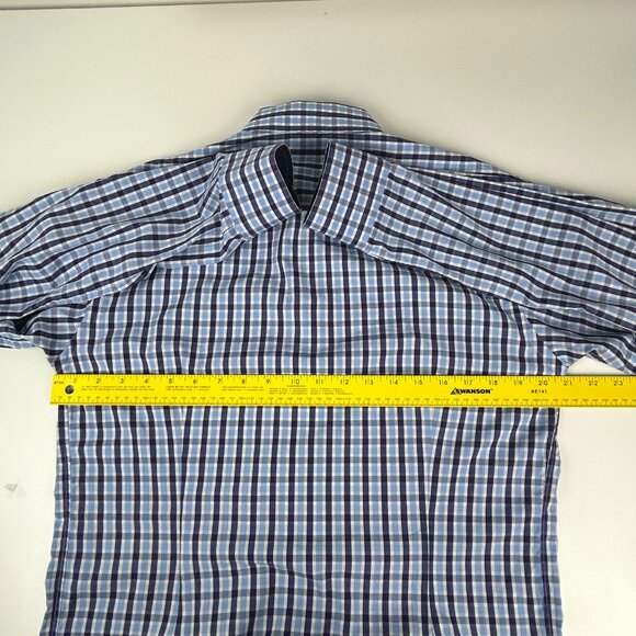 Eton Dress Shirt Mens EU 40  US 15 3/4 Contemporary Fit Blue Plaid Contrast Trim - Picture 9 of 15